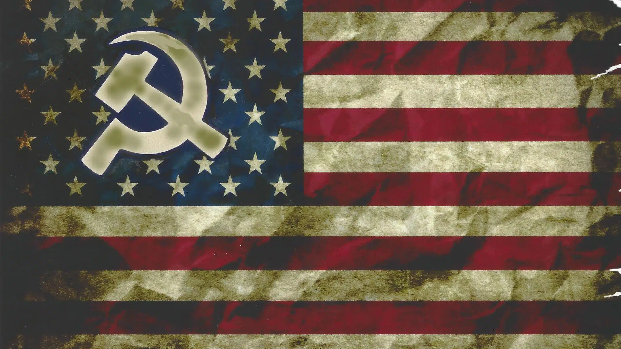 US Flag with Hammer Sickle